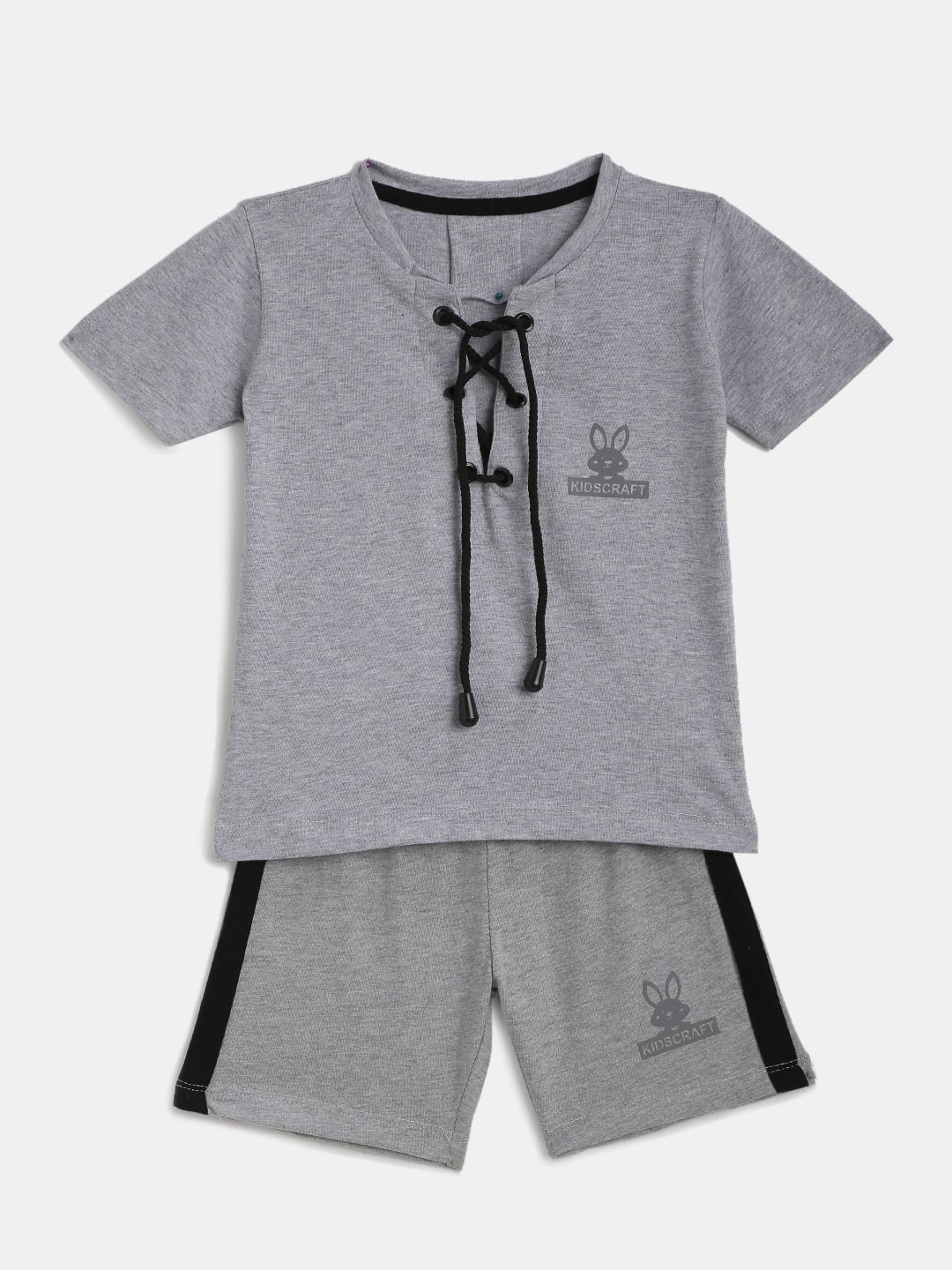 

KIDS CRAFT Cotton Printed Top Bottom Set - Grey