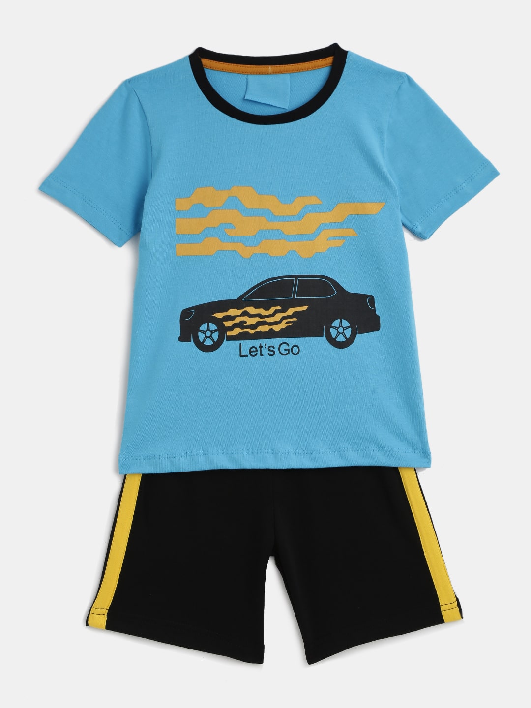 

KIDS CRAFT Cotton Printed Top Bottom Set - Blue Black