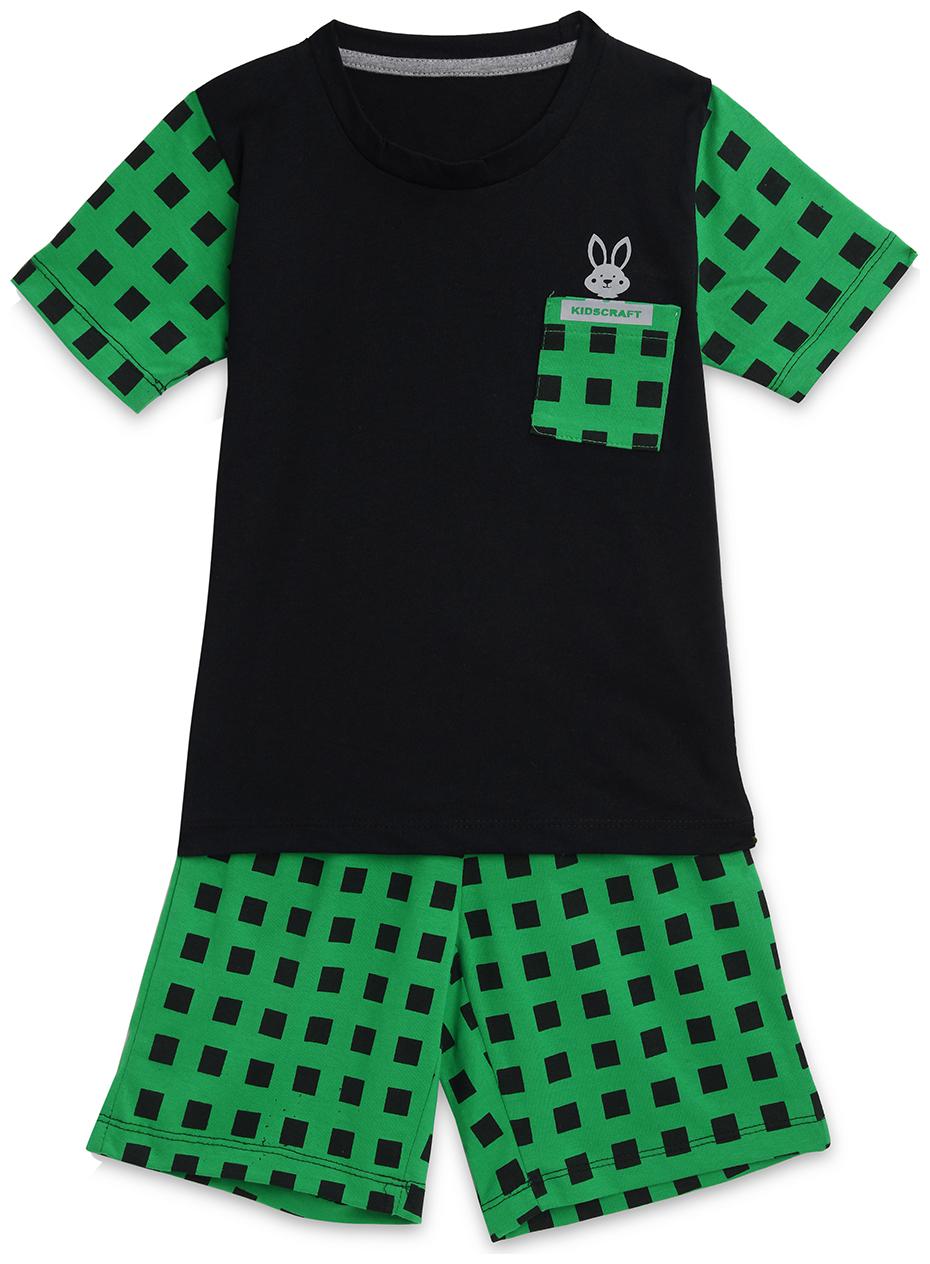

KIDS CRAFT Cotton Printed Top Bottom Set - Black