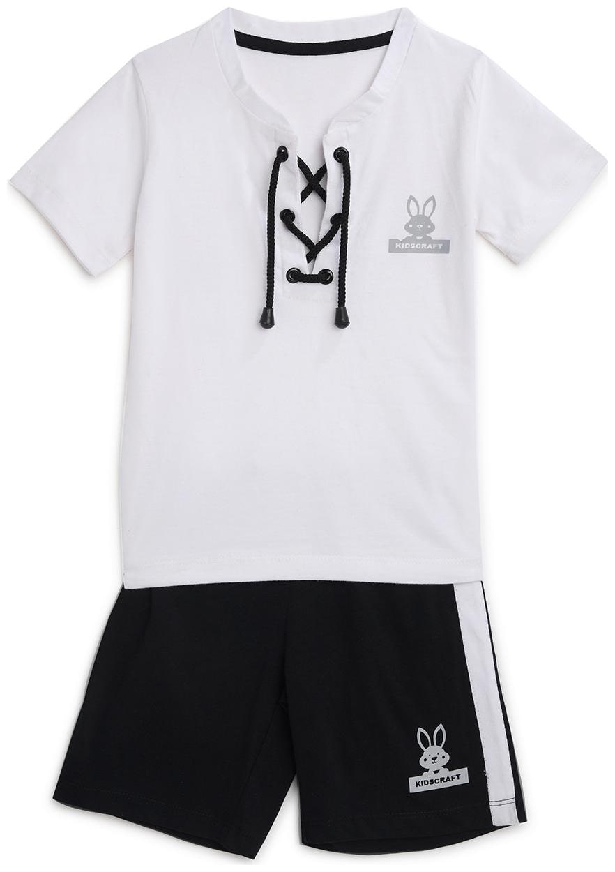 

KIDS CRAFT Cotton Solid Top Bottom Set - White