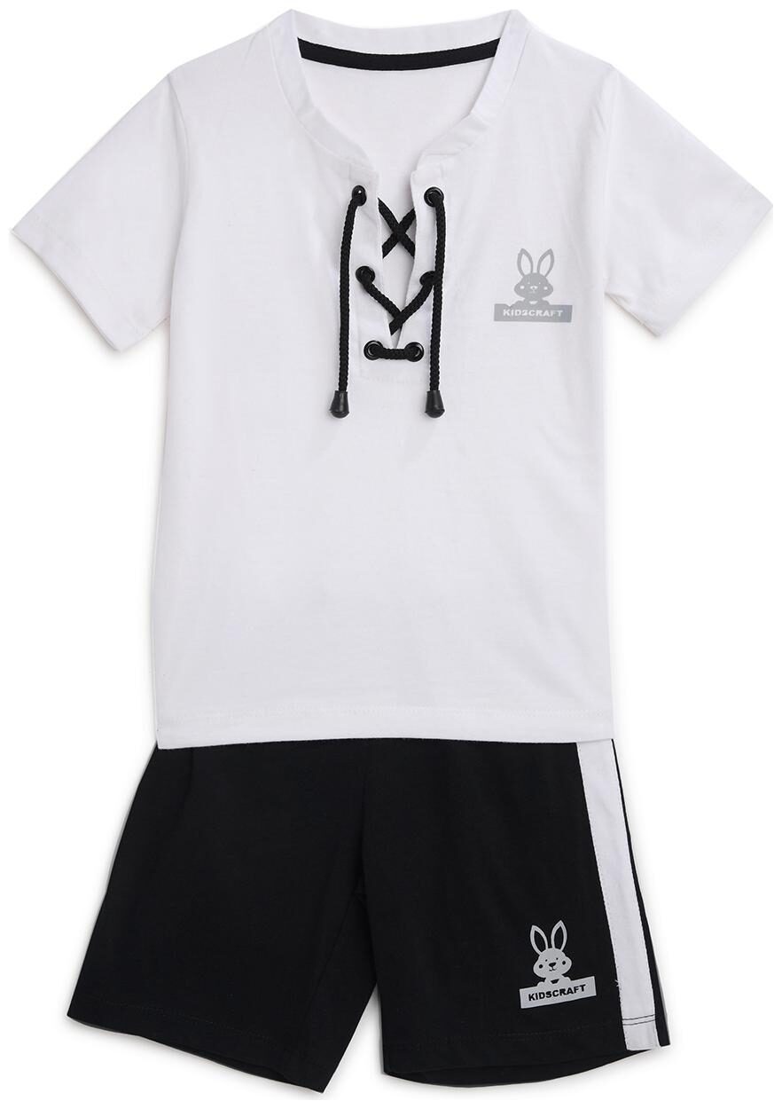 

KIDS CRAFT Cotton Solid Top Bottom Set - White