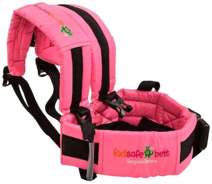Kidsafe Belt Kid'S Safety Belt / 2 Wheeler / Car Kid'S Safety Travel Belt With Expandable Straps Baby Carrier-Sporty Pink