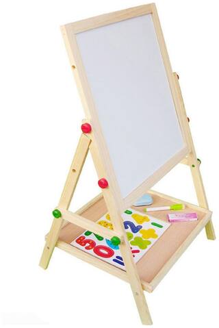 Kid s Wooden 2 in 1 Adjustable Blackboard and Whiteboard Double Sided Multifunctional Writing Board