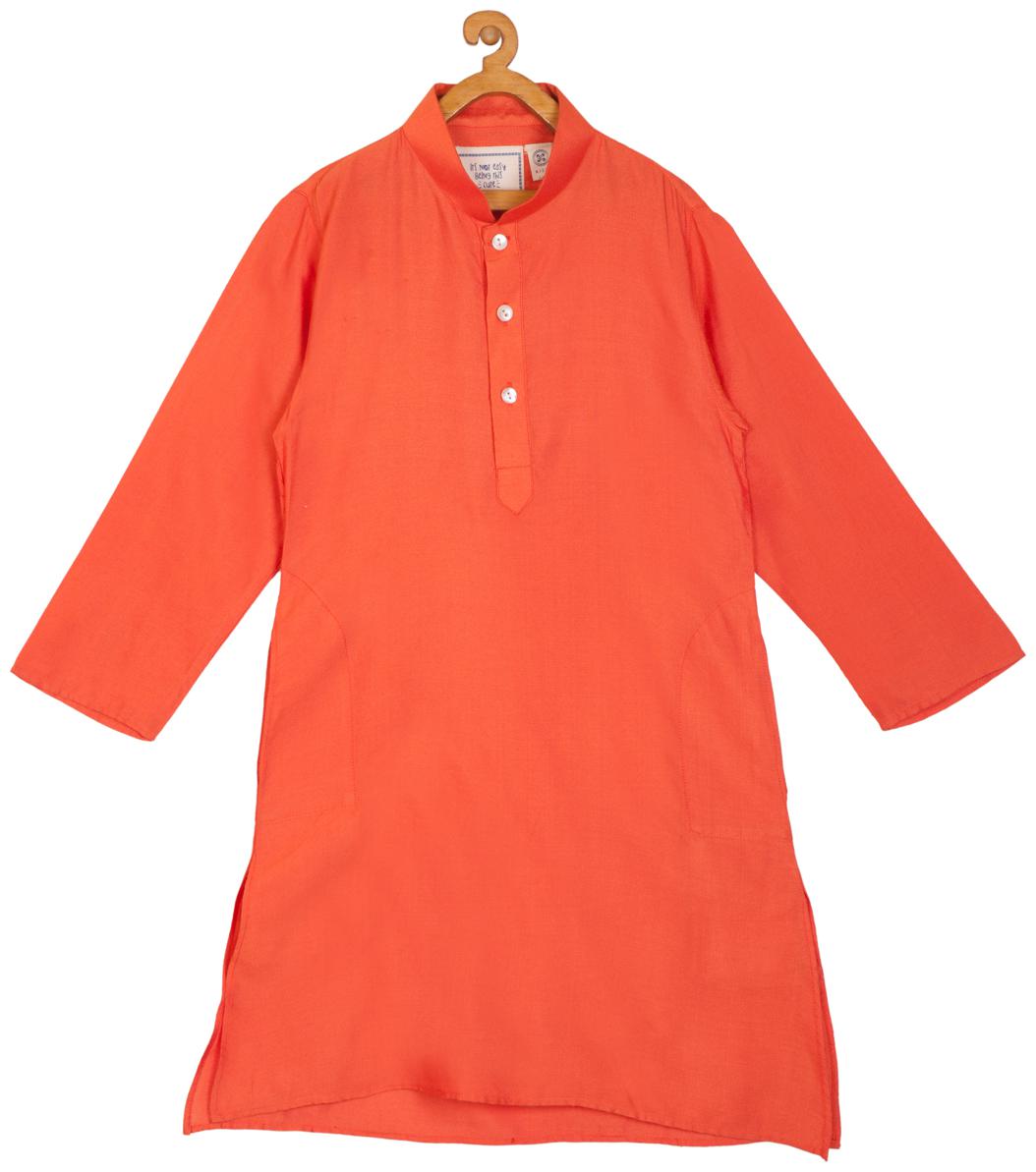 

Kisah Boy Silk blend Solid Kurta pyjama set - Pink