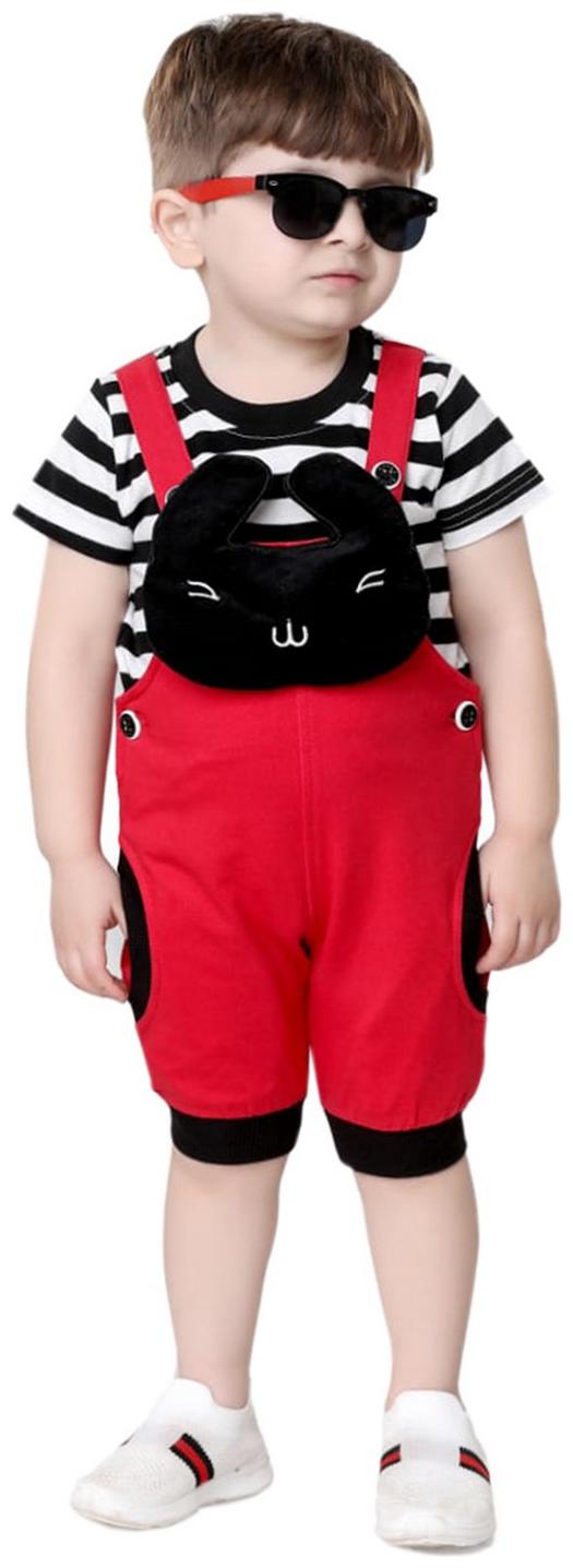 

KOOKA Cotton Striped Top Bottom Set - Red Black