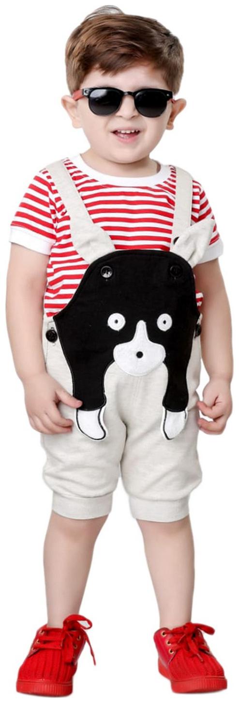 

Kooka Kids Baby boy Cotton Striped Body suit - Grey