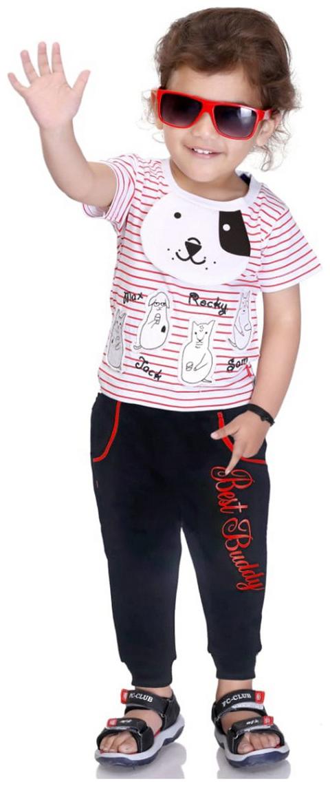 

Kooka Kids Baby boy Top bottom set - Red Black