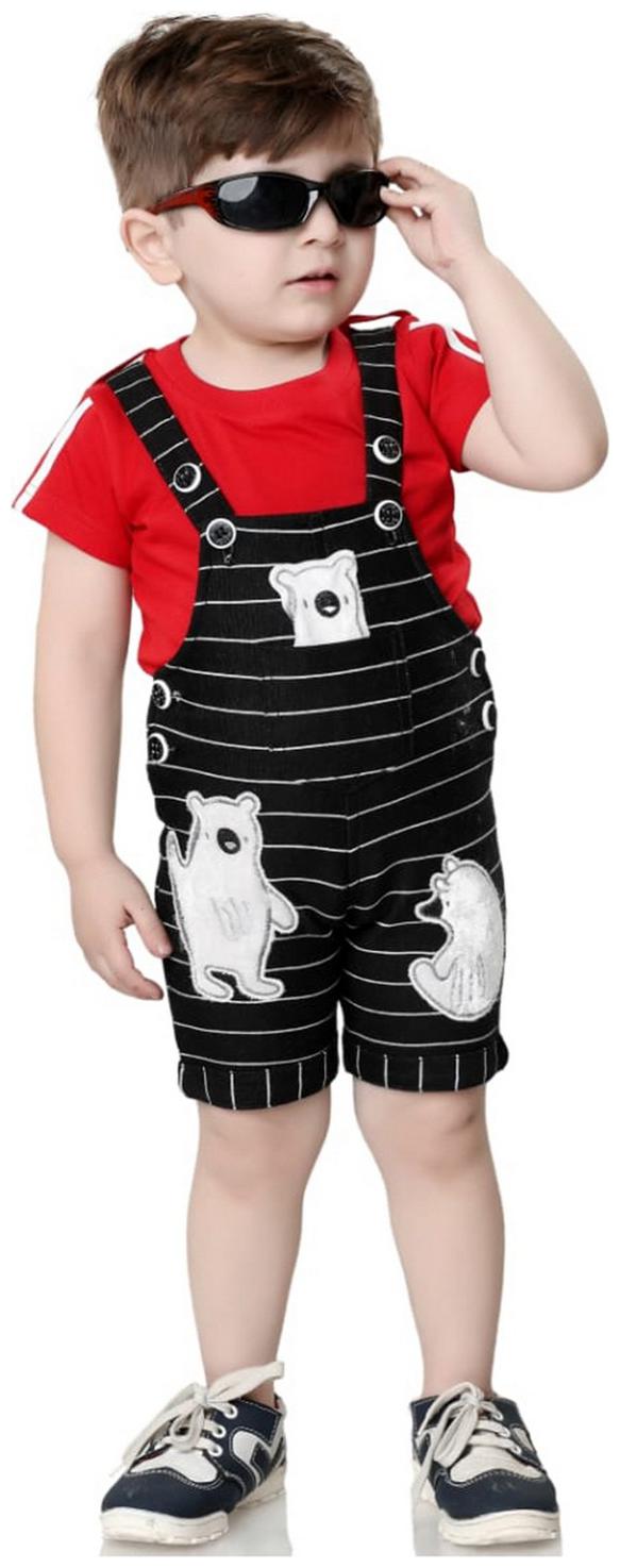 

Kooka Kids Baby boy Cotton Striped Body suit - Red