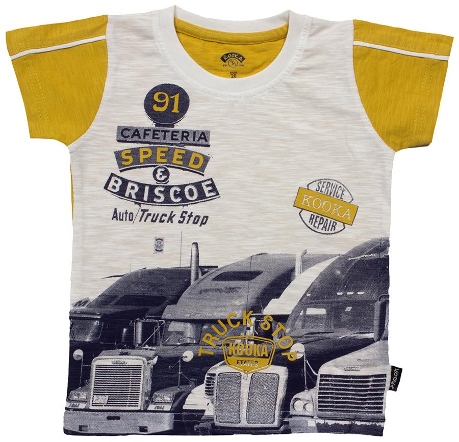 

Kooka Kids Cotton blend Printed T shirt for Baby Boy - Gold