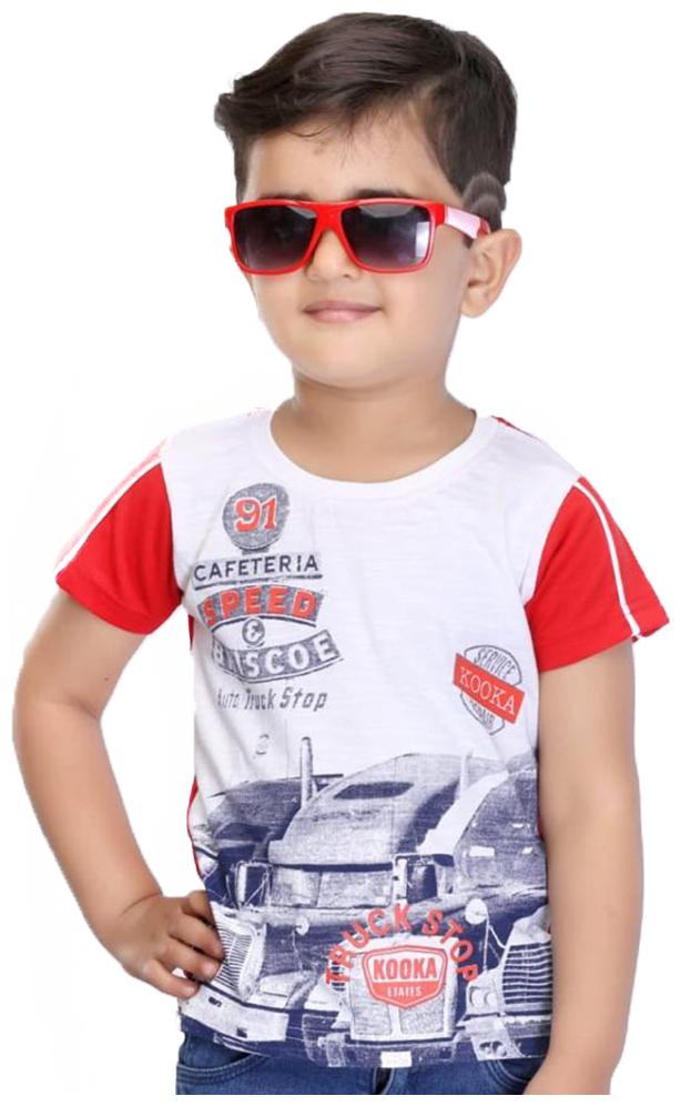 

Kooka Kids Cotton blend Printed T shirt for Baby Boy - Red