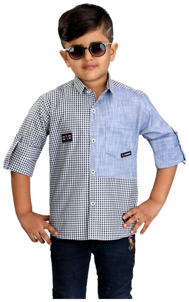 

Kooka Kids Cotton blend Checked Shirt for Baby Boy - Blue
