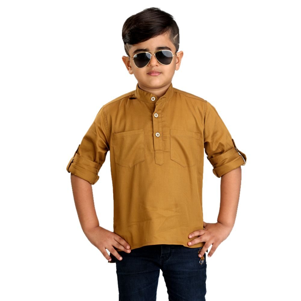 

Kooka Kids Cotton blend Solid Shirt for Baby Boy - Yellow