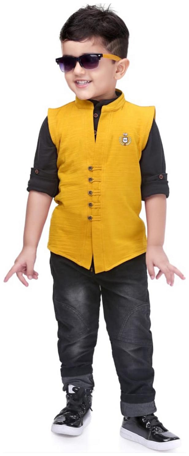 

Kooka Kids Cotton Solid Top Bottom Set - Gold
