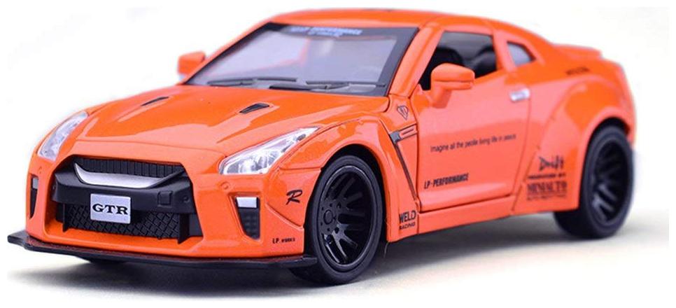 

KTRS 1 32 Alloy Nissan GTR Pull Back Diecast Car Model with Sound Light 4 Openable Doors Engine Cover Tail with Front and Rear