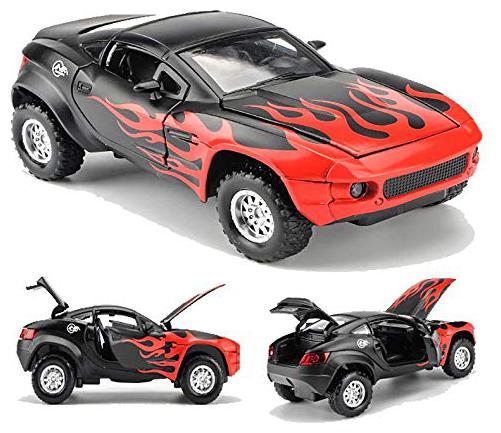 

KTRS Die-Cast Double Decker 4 Wheel Drive Metal Bus Car Pull Back with 3 Openable Doors and Light Music for Boys and Girls (Multicolour