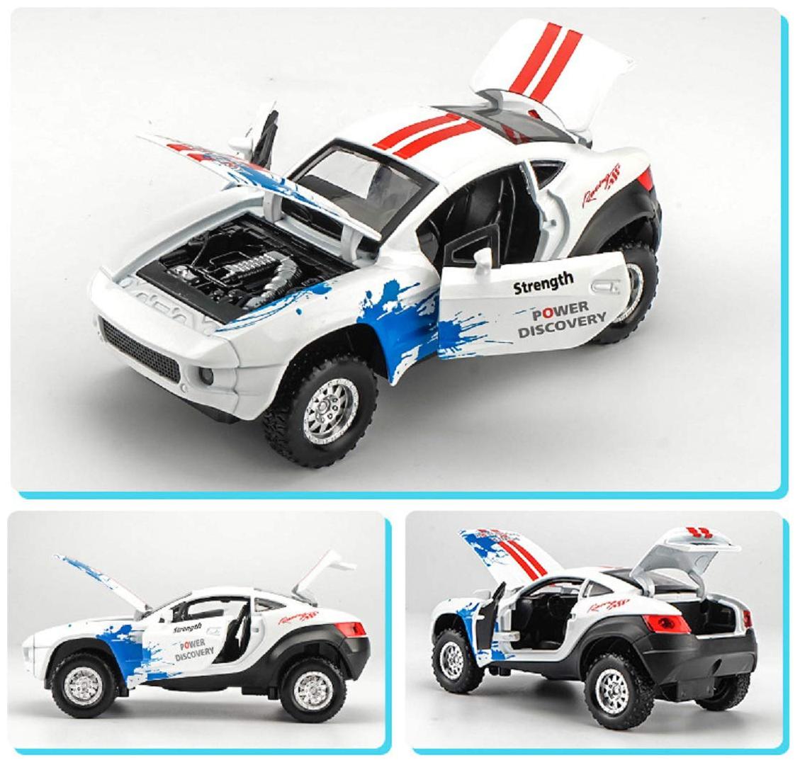 

KTRS Die-Cast Double Decker 4 Wheel Drive Metal Bus Car Pull Back with 3 Openable Doors and Light Music for Boys and Girls (Multicolour