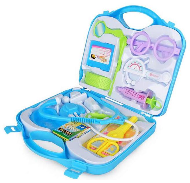 

KTRS Doctor Plastic Playset Kit with Fold able Suitcase Compact Medical Accessories Toy Set Pretend Play Kids