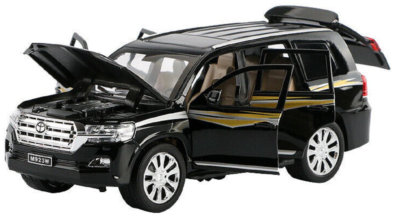 

KTRS ENTERPRISE1 32 Alloy Pull Back Car Toyota Land Cruiser SUV Diecast Metal Model 6 Open The Door Toy Vehicles Musical Flashing for Kids Toys (Colour May Vary)