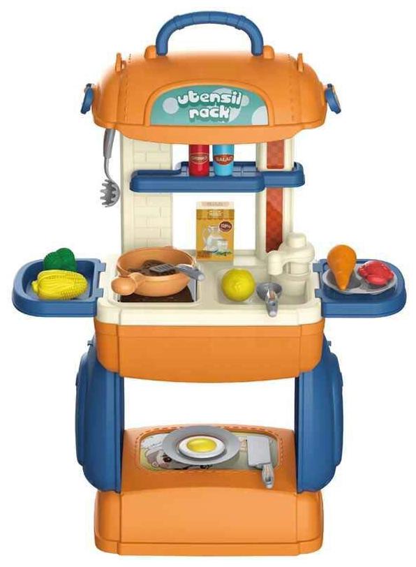 

KTRS ENTERPRISE 3 in 1 Multi Function Pretend Mobile Kitchen Playset to Play Little Chef s Kitchen Set with Portable Suitcase Design Kitchen Set for Girls - 31Pcs