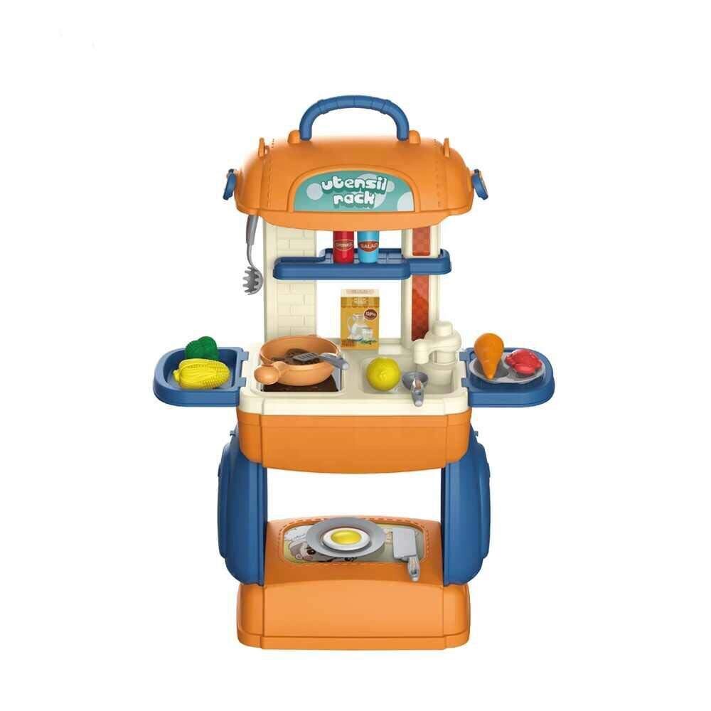 

Ktrs Enterprise 3 In 1 Multi Function Pretend Mobile Kitchen Playset To Play Little Chef S Kitchen Set With Portable Suitcase Design Kitchen Set For Girls - 31Pcs