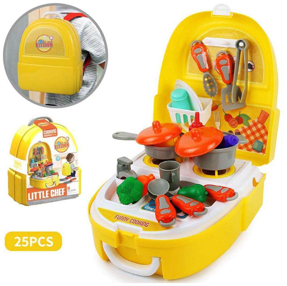 

ktrs enterprise Kitchen Food Playset (Set of 25 Pcs) Little Chef Set Kitchen Cooking Pretend Set for Kids