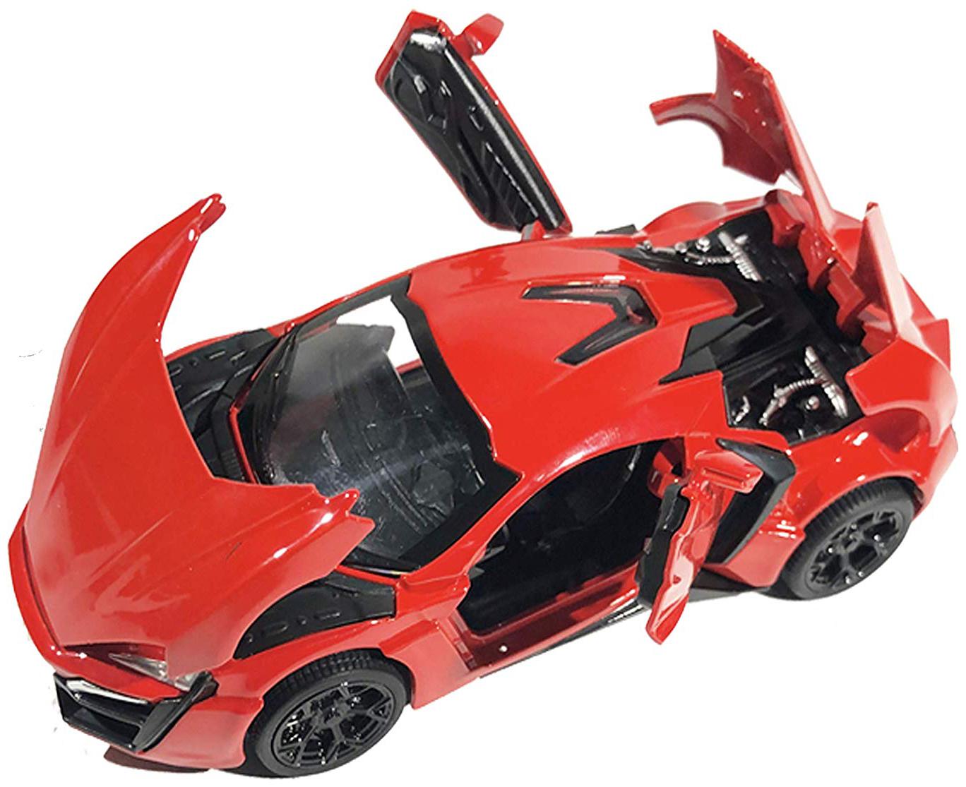 

KTRS Hyperspoort Die-Cast 4 Wheel Drive Metal Car Pull Back with 4 Openable Doors Engine Cover Tail with Front and Rear Light Music