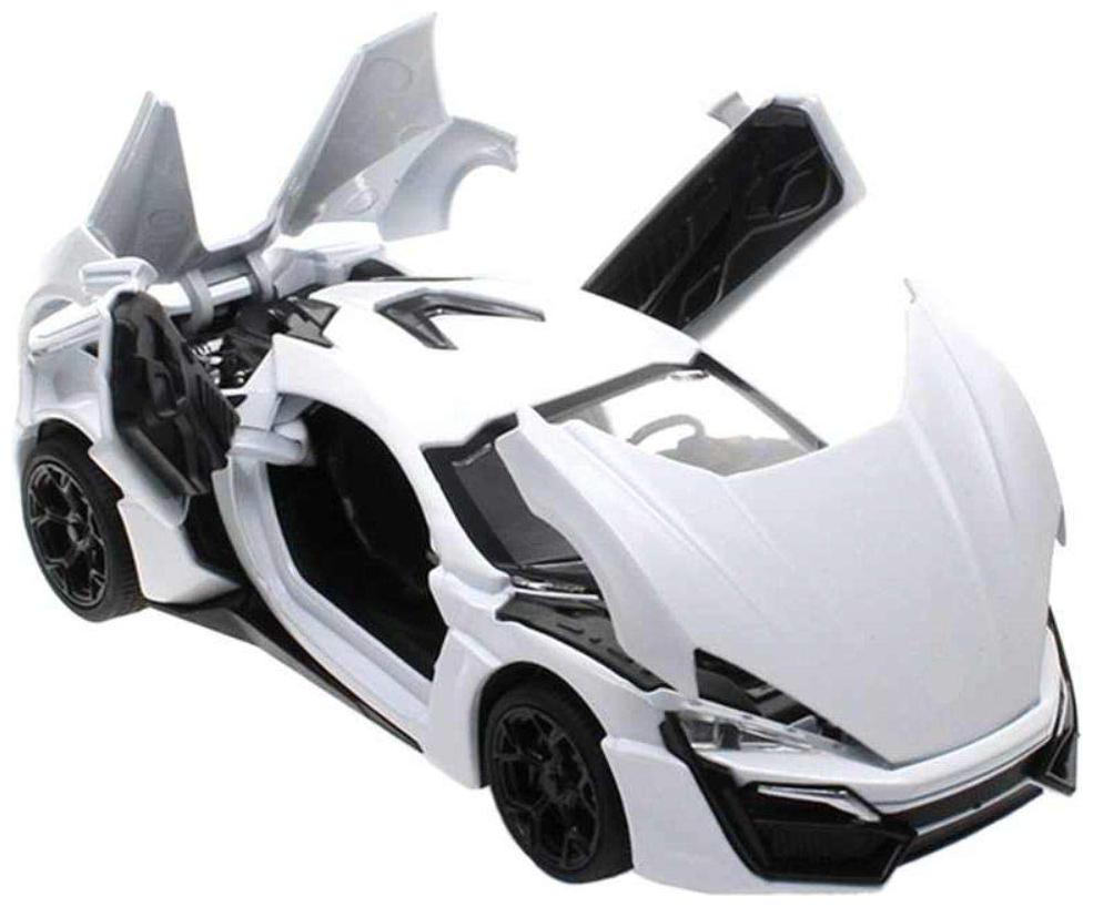

KTRS Hyperspoort Die-Cast 4 Wheel Drive Metal Car Pull Back with 4 Openable Doors Engine Cover Tail with Front and Rear Light Music