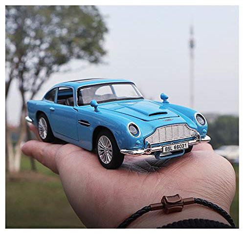 

KTRS James Bond car Metal car Light Music 4 Wheel Drive Metal Car Pull Back with 4 Openable Doors Engine Cover