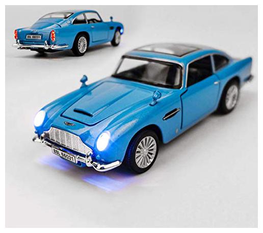 

KTRS James Bond car Metal car Light Music 4 Wheel Drive Metal Car Pull Back with 4 Openable Doors Engine Cover