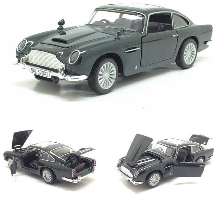 

KTRS James Bond car Metal car Light Music 4 Wheel Drive Metal Car Pull Back with 4 Openable Doors Engine Cover