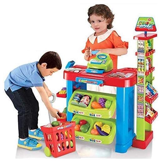 

KTRS Super Market Set with Shopping Basket Superstore Shop Realistic Design with Colourful Accessories Pretend Toy Set