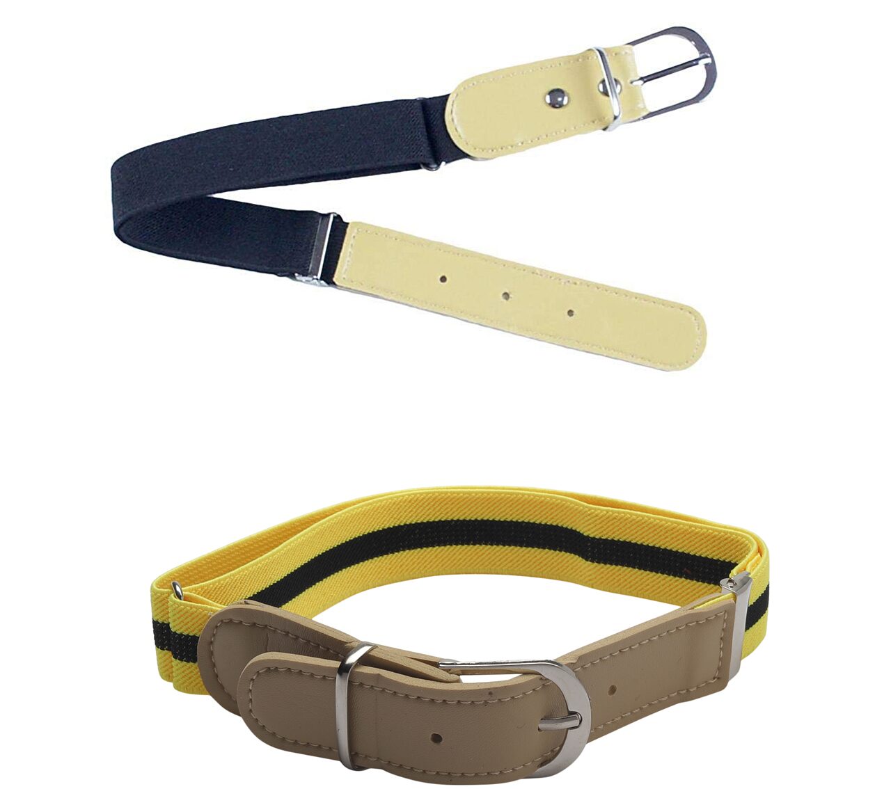 

Kutumbh Combo Set of Belts for Kids - Pack of 2 Elastic Stretchable Adjustable Belts for Kids Boys and Girls (Suitable for 2 to 8 Years Old) Black Yellow