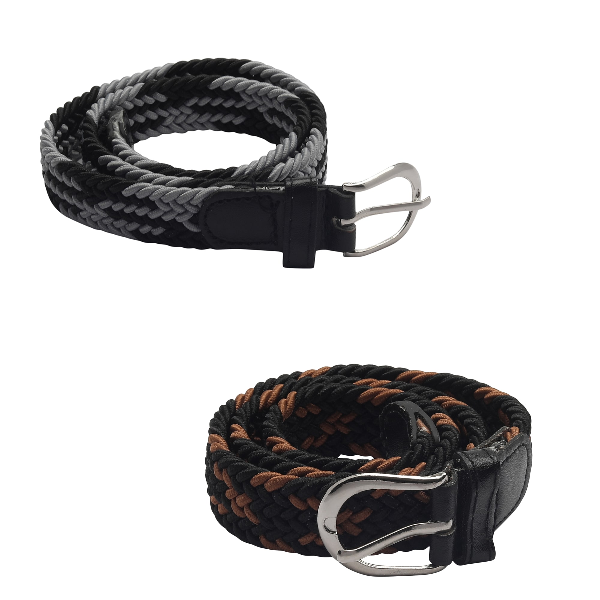 

Kutumbh Combo Set of Belts for Kids - Pack of 2 Elastic Stretchable Adjustable Belts for Kids Boys and Girls (Suitable for 2 to 8 Years Old) Grey Black Brown