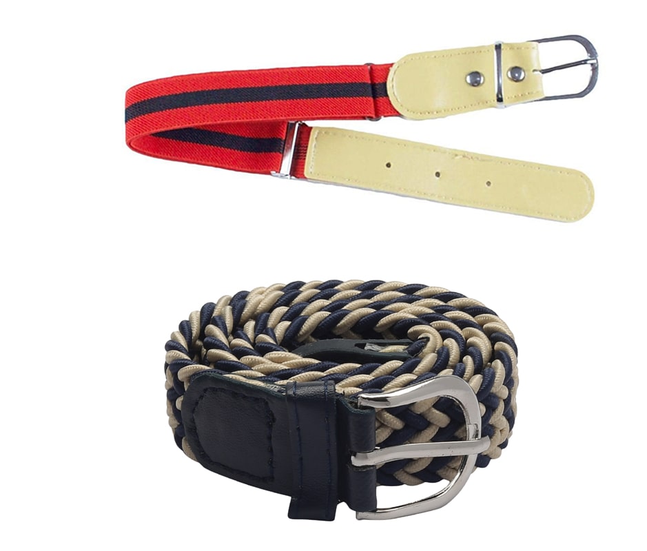 

Kutumbh Combo Set of Belts for Kids - Pack of 2 Elastic Stretchable Adjustable Belts for Kids Boys and Girls (Suitable for 2 to 8 Years Old) Red Blue
