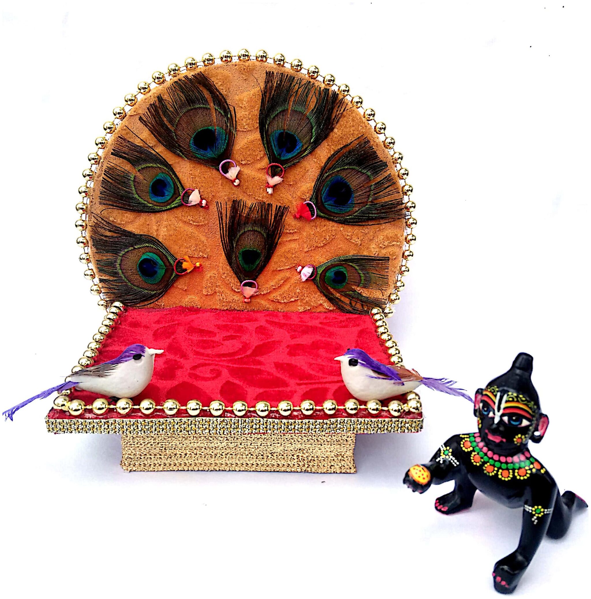 

Laddu gopal Fancy Morpankh Singhasan (0 To 4 No size )