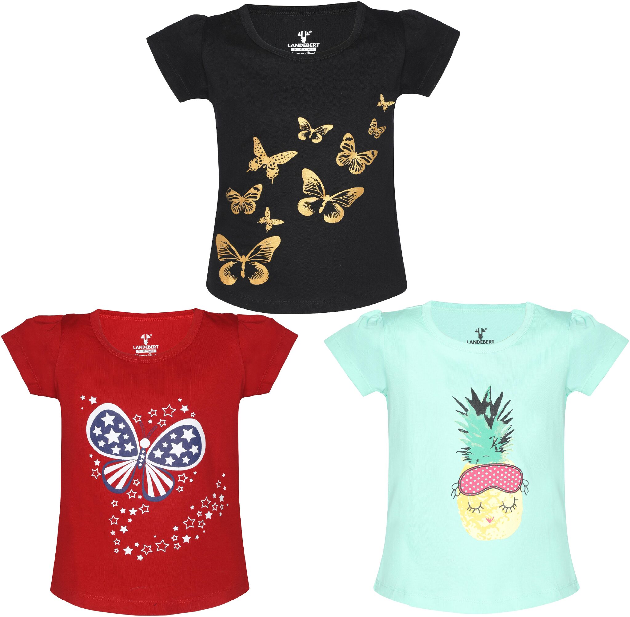 

Landebert Girl Cotton Printed T shirt - Multi
