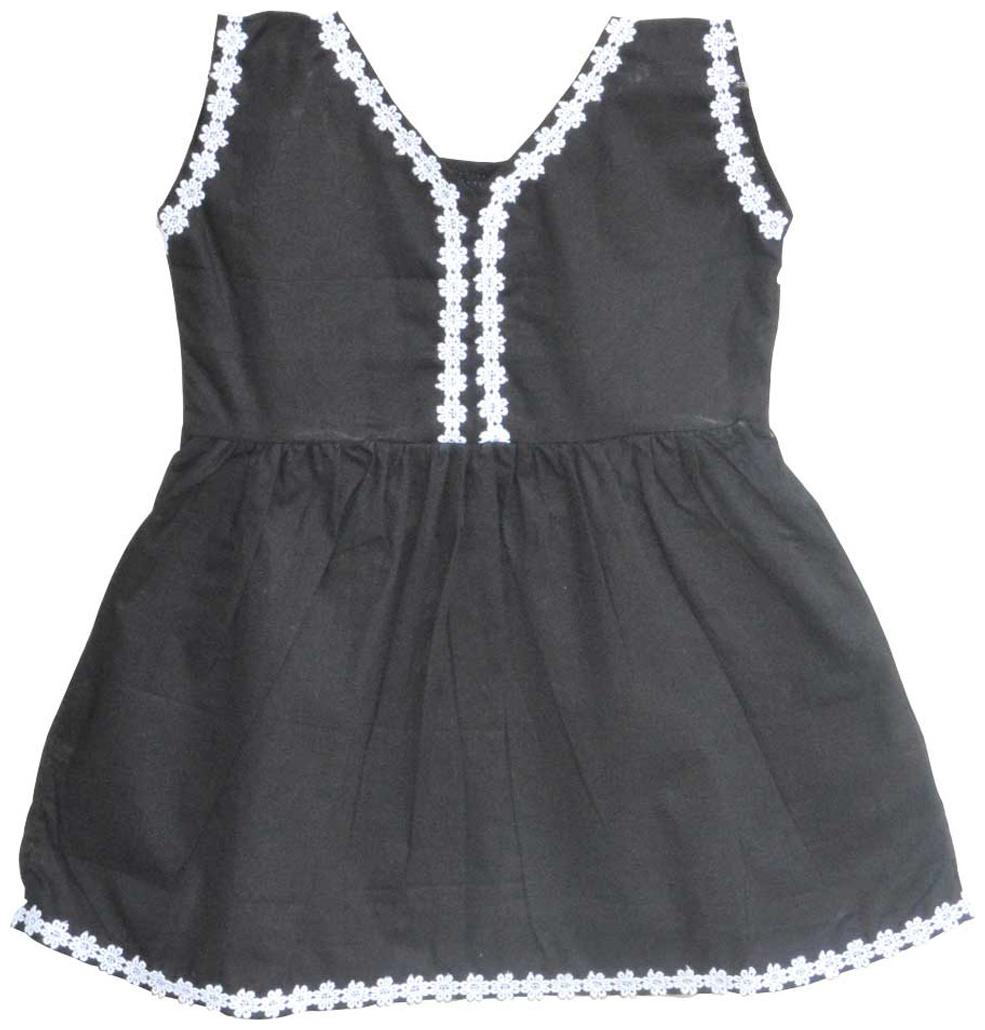 

Laocchi Black Cotton Frock With White Lace