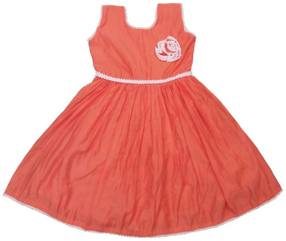 

Laocchi Orange Cotton Blend Sleeveless Knee Length Princess Frock ( Pack of 1 )
