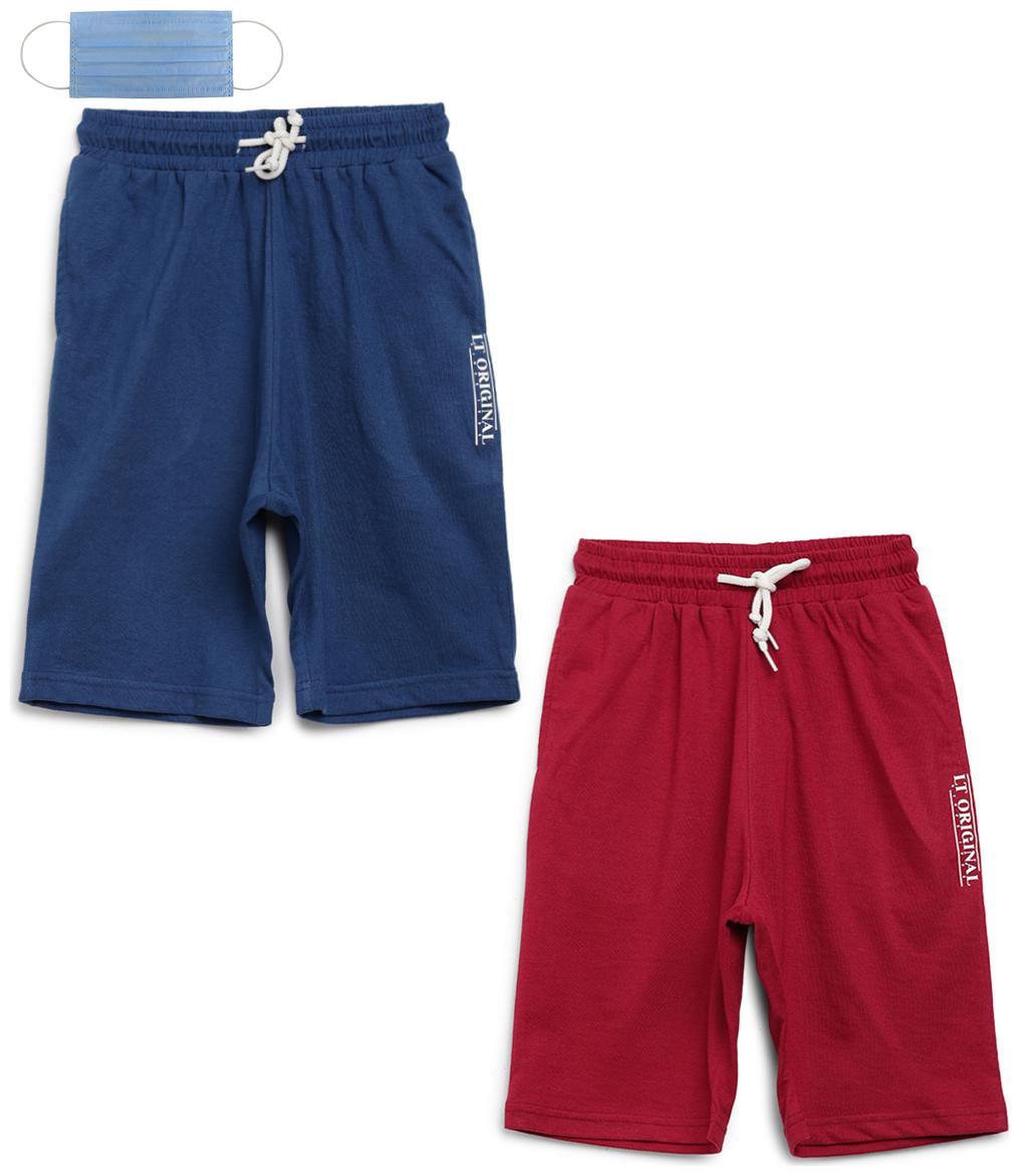 

Li l Tomatoes Boys Combo Bermuda With FREE 3-Ply Face Mask(Navy Blue Red)