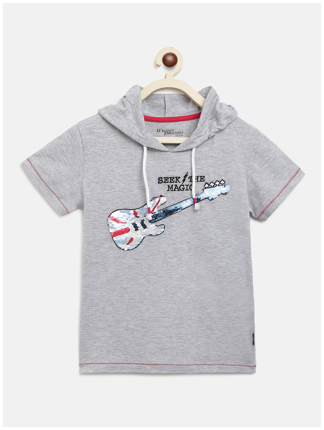 

Li l Tomatoes Boy Cotton Printed T-shirt - Grey