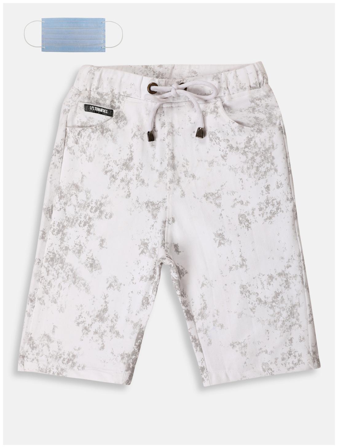 

Li l Tomatoes Boys Cotton Printed White Color Bermuda With FREE 3-Ply Face Mask