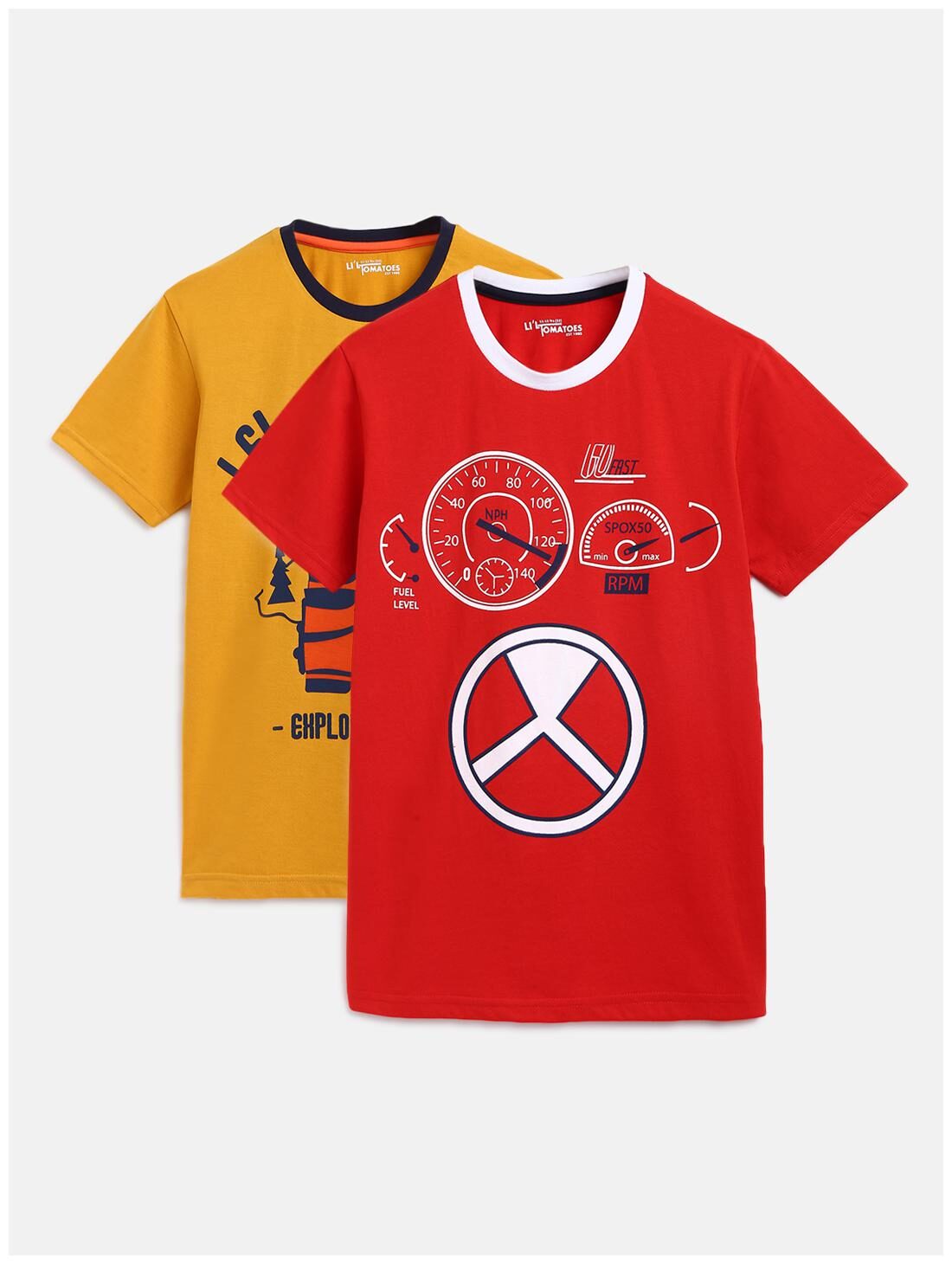 

Li l Tomatoes Boy Cotton Printed T-shirt - Yellow Red