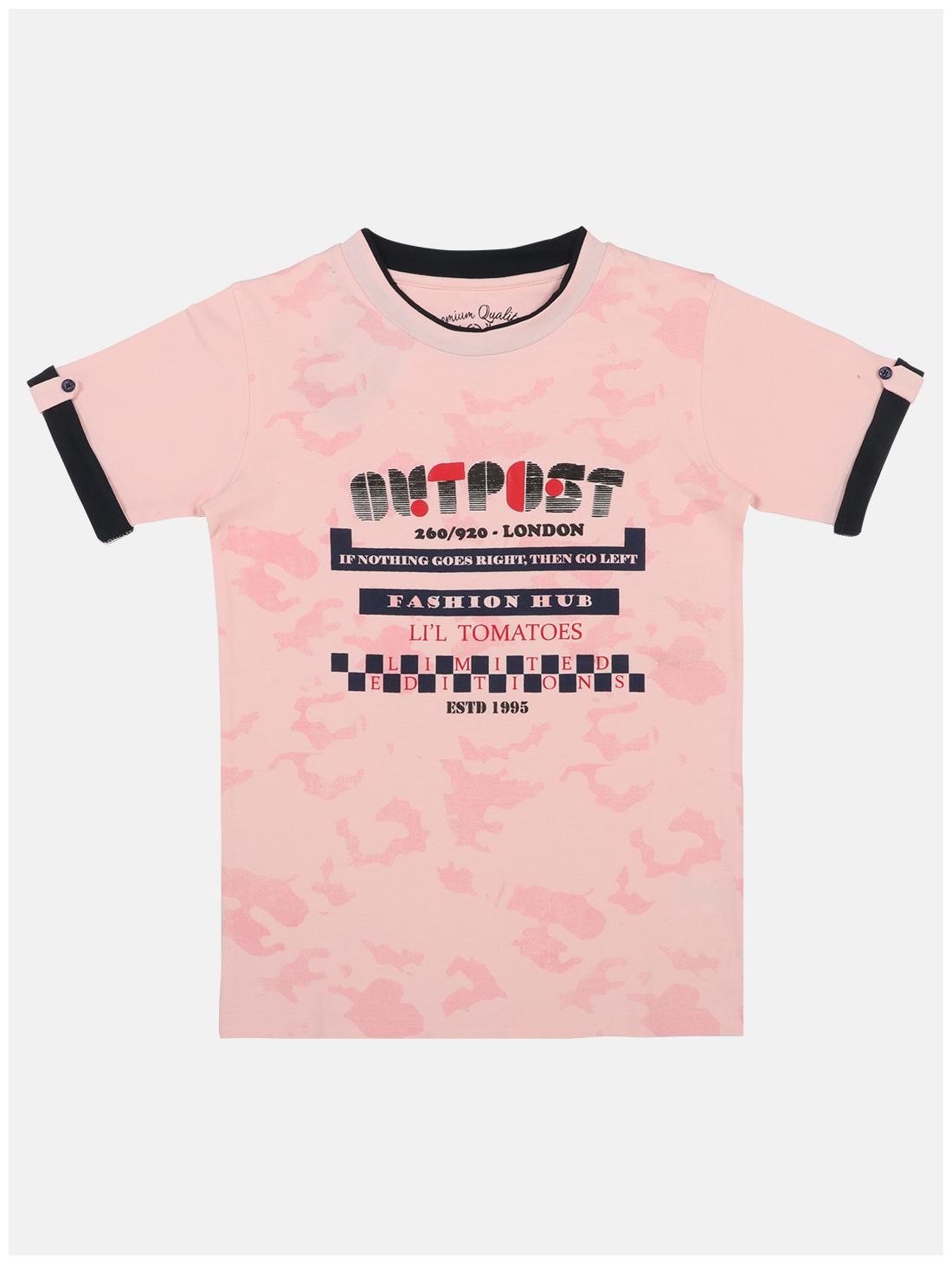 

Li l Tomatoes Boy Cotton Printed T-shirt - Pink
