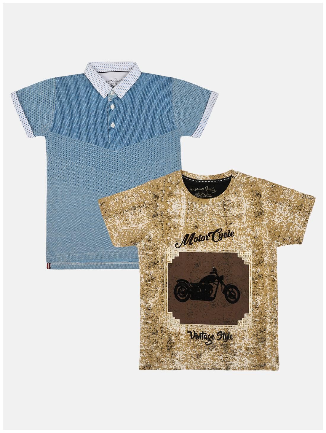 

Li l Tomatoes Boy Cotton Printed T-shirt - Brown Blue