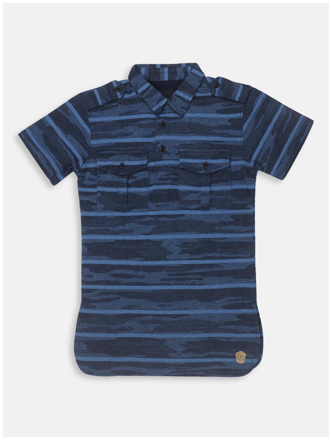 

Li l Tomatoes Cotton Striped T shirt for Baby Boy - Blue