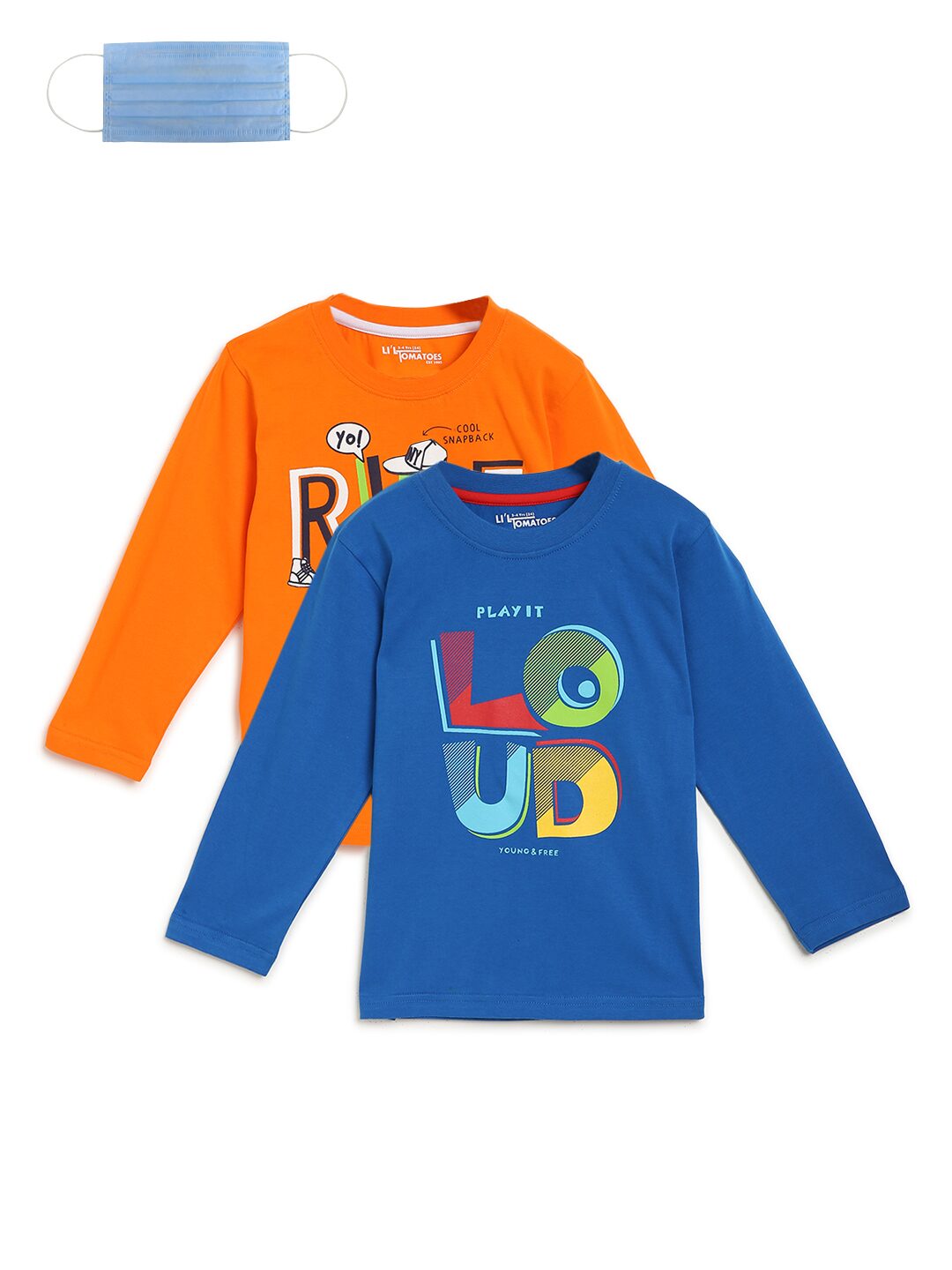 

Li l Tomatoes Boy Cotton Printed T-shirt - Blue Orange