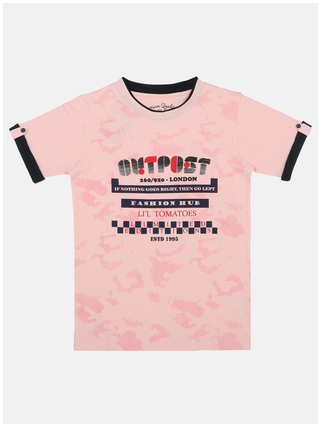 

Li l Tomatoes Boy Cotton Printed T-shirt - Pink