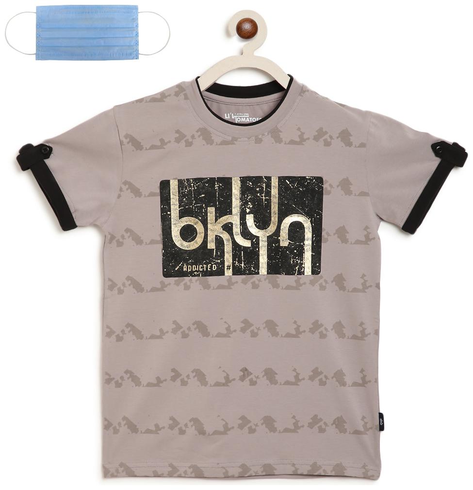 

Li l Tomatoes Boy Cotton Printed T-shirt - Grey