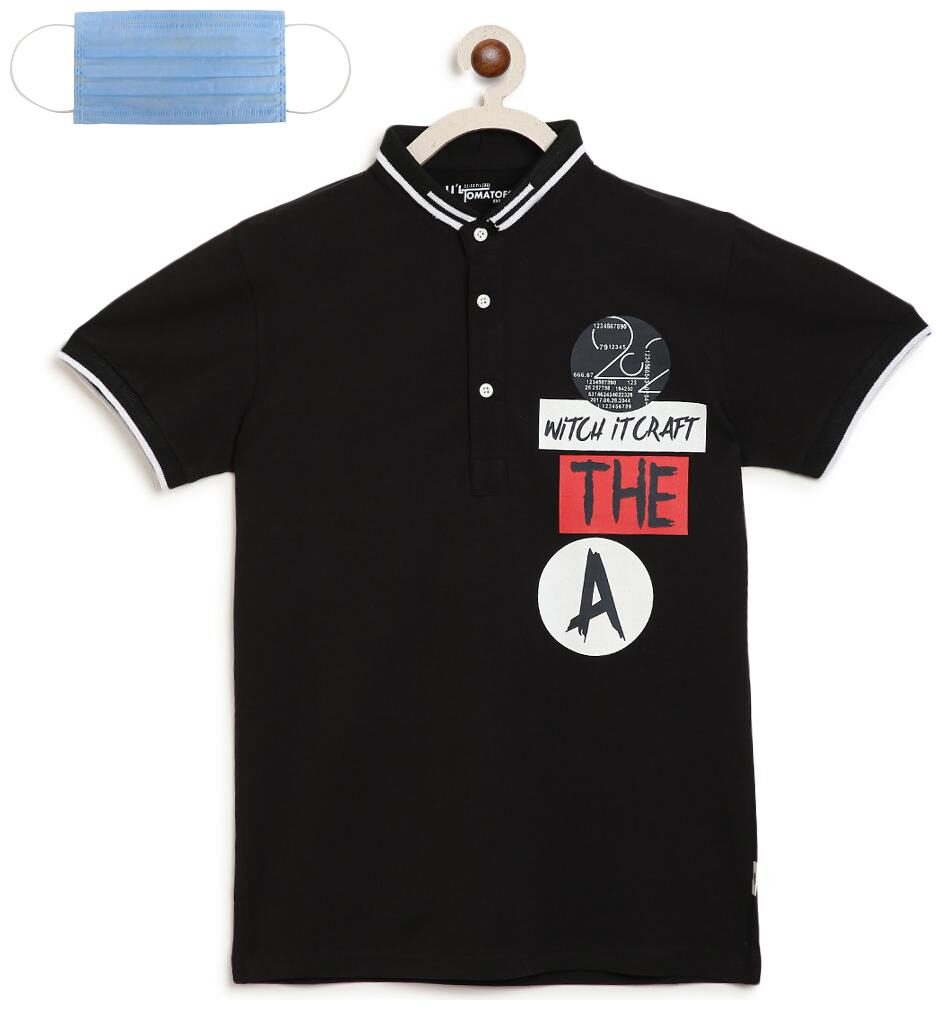 

Li l Tomatoes Boy Cotton Printed T-shirt - Black