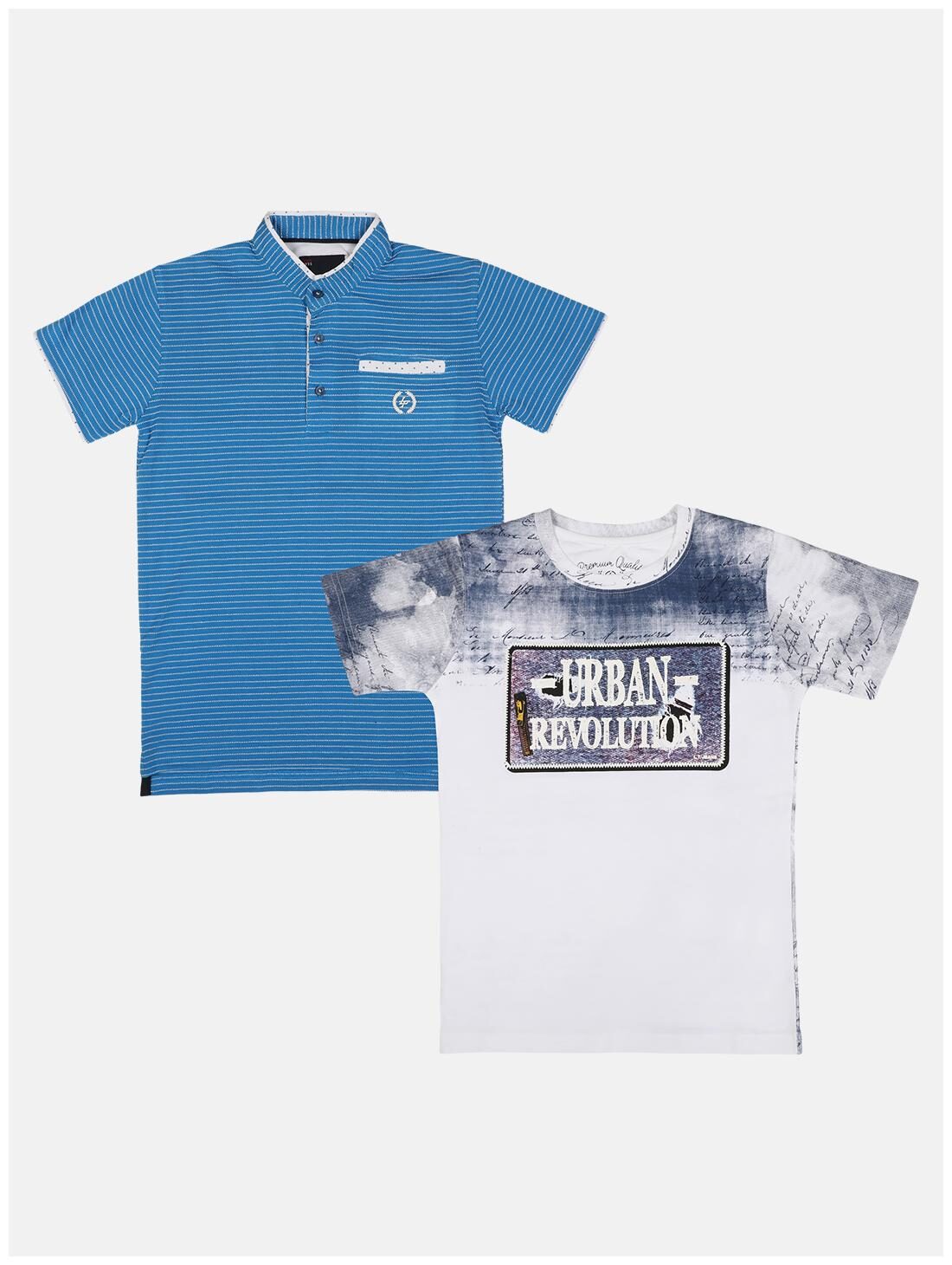 

Li l Tomatoes Boy Cotton Printed T-shirt - White Blue